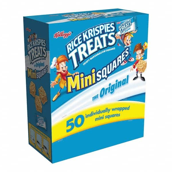 Kellogg's - Snacks, Cookies, Candy & Gum Breakroom Accessory Type: Snack Breakroom Accessory Description: Rice Krispies Treats, Mini Squares, 0.39 oz, 50/Box - Eagle Tool & Supply