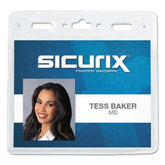 Sicurix - Badge Holders Attachment Type: Clip-On Horizontal or Vertical Holder: Horizontal - Eagle Tool & Supply