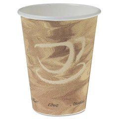 DART - Mistique Polycoated Hot Paper Cup, 12 oz, Printed, Brown, 50/Bag - Eagle Tool & Supply