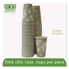 ECO PRODUCTS - World Art Renewable/Compostable Hot Cups, 16 oz, Moss, 50/Pack - Eagle Tool & Supply