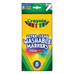 Crayola - Markers & Paintsticks Type: Washable Marker Color: Black; Blue; Brown; Green; Orange; Red; Violet; Yellow - Eagle Tool & Supply