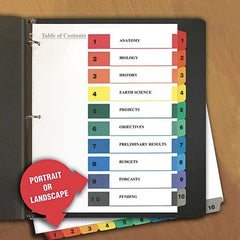 UNIVERSAL - Tabs, Indexes & Dividers Indexes & Divider Type: Preprinted Numeric Size: 11 x 8-1/2 - Eagle Tool & Supply