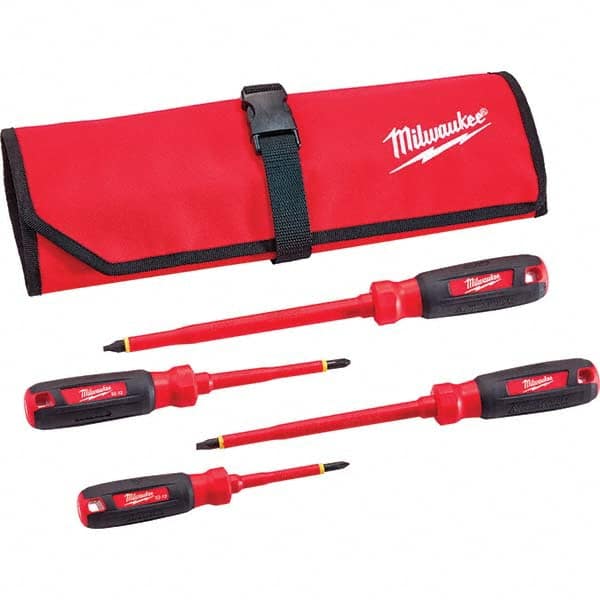 Milwaukee Tool - Screwdriver Sets Screwdriver Types Included: Insulated Slotted; Phillips Number of Pieces: 4 - Eagle Tool & Supply