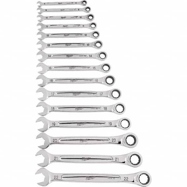 Milwaukee Tool - Wrench Sets Tool Type: Ratcheting Combination Wrench System of Measurement: Metric - Eagle Tool & Supply