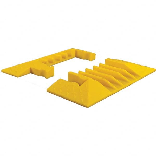 Checkers - 1 2-Piece 5 8' OAL 1-1/4 Max Cable Diam Yellow On Floor Cable Cover - Eagle Tool & Supply