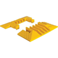 Checkers - 1 2-Piece 4-Channel 8' OAL 1-1/4 Max Cable Diam Yellow On Floor Cable Cover - Eagle Tool & Supply