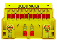 Padllock Wall Station - 15-1/2 x 22 x 1-3/4''-With (10) 1106 Aluminum Padlocks - Eagle Tool & Supply