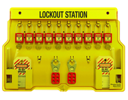 Padllock Wall Station - 15-1/2 x 22 x 1-3/4''-With (10) Xenoy Padlocks - Eagle Tool & Supply