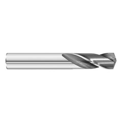 #44 Dia. × 0.086″ Shank × 1/2″ Flute Length × 2″ OAL, 5xD, 135°, Uncoated, 2xD Flute, External Coolant, Round Solid Carbide Drill - Eagle Tool & Supply