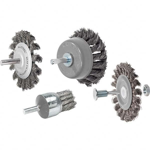 WALTER Surface Technologies - 3" OD, 3/8" Arbor Hole, Knotted Steel Wheel Brush - Eagle Tool & Supply