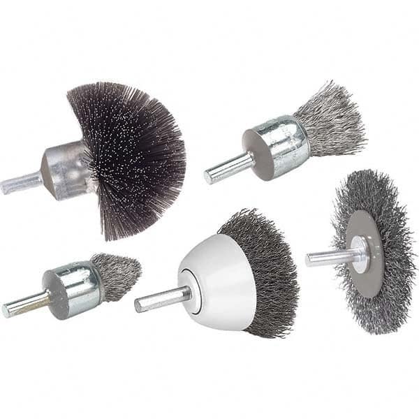 WALTER Surface Technologies - 2" OD, 1/4" Arbor Hole, Crimped Steel Wheel Brush - Eagle Tool & Supply