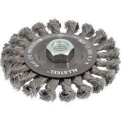 WALTER Surface Technologies - 5" OD, 5/8-11 Arbor Hole, Knotted Steel Wheel Brush - Eagle Tool & Supply