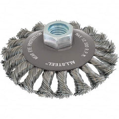 WALTER Surface Technologies - 4" OD, 5/8-11 Arbor Hole, Knotted Steel Wheel Brush - Eagle Tool & Supply