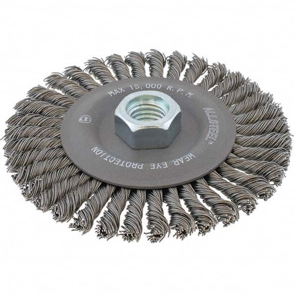 WALTER Surface Technologies - 4-1/2" OD, 5/8-11 Arbor Hole, Stringer Bead Steel Wheel Brush - Eagle Tool & Supply