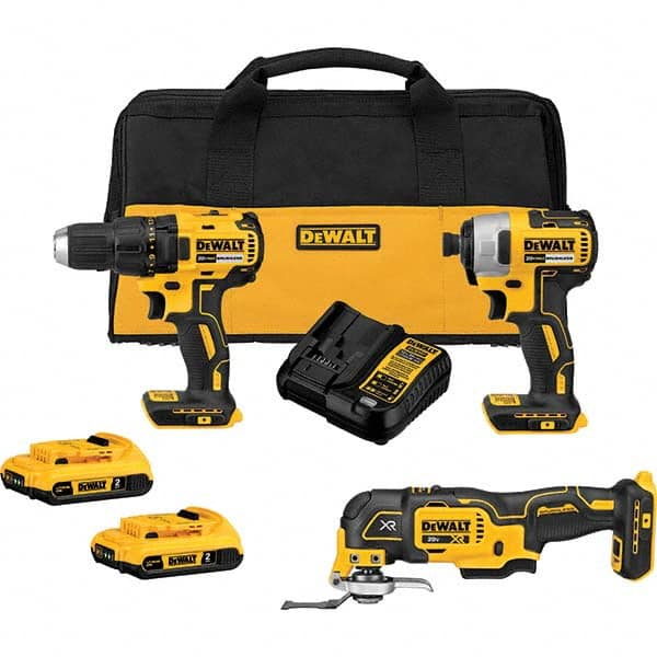 DeWALT - Cordless Tool Combination Kits Voltage: 20 Tools: Brushless 1/2" Cordless Drill/Driver; Brushless 1/4" Cordless Impact Driver; Brushless 3-Speed Cordless Oscillating Multi-Tool - Eagle Tool & Supply