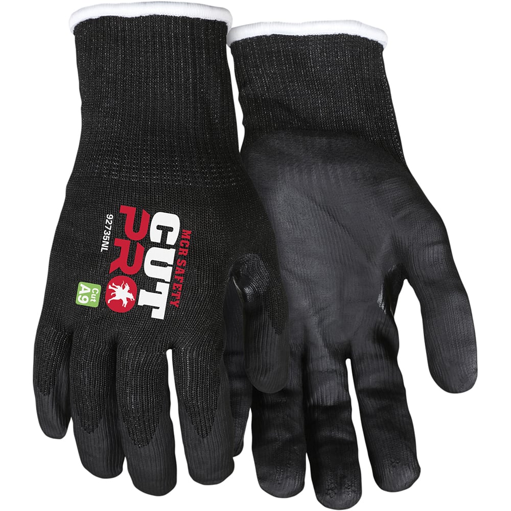 MCR Safety - Size L, ANSI Cut Lvl A9, Puncture Lvl 5, Abrasion Lvl 3, Nitrile Coated Cut & Puncture Resistant Gloves - Eagle Tool & Supply