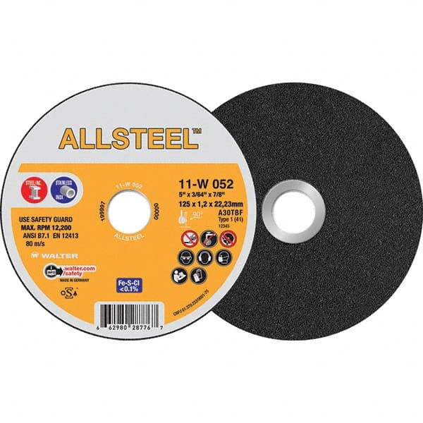 WALTER Surface Technologies - Cutoff Wheels Tool Compatibility: Angle Grinders Wheel Diameter (Inch): 5 - Eagle Tool & Supply