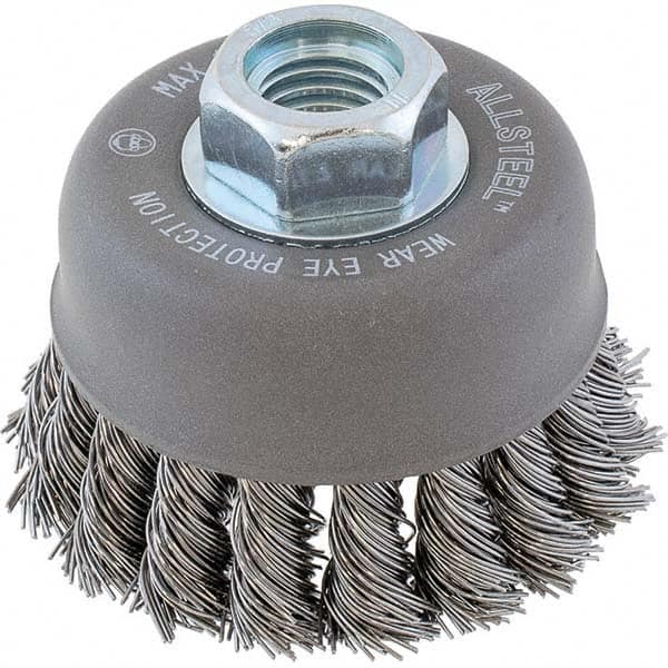 WALTER Surface Technologies - 3" Diam 5/8-11 Threaded Arbor Steel Fill Cup Brush - Eagle Tool & Supply