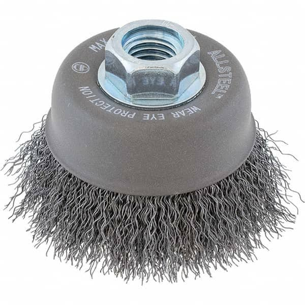 WALTER Surface Technologies - 5" Diam 5/8-11 Threaded Arbor Steel Fill Cup Brush - Eagle Tool & Supply