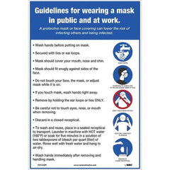 Warning & Safety Reminder Sign: Rectangle, ″GUIDELINES FOR WEARING A MASK″ Paper, Wall Mount, 18″ High, 12″ Wide