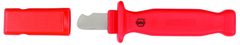 Insulated Electricians Cable Stripping Knife 35mm Blade Length; Hooked cutting edge. Cover included. - Eagle Tool & Supply