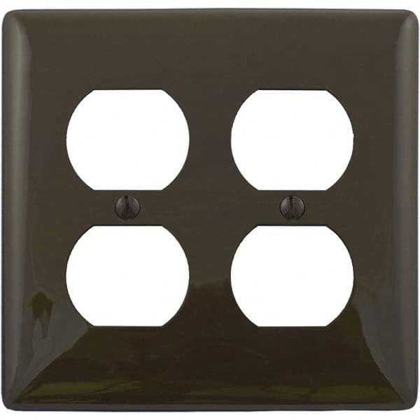 Wall Plates; Wall Plate Type: Outlet Wall Plates; Color: Brown; Wall Plate Configuration: Duplex Outlet; Material: Thermoplastic; Shape: Rectangle; Wall Plate Size: Standard; Number of Gangs: 2; Overall Length (Inch): 4.6300; Overall Width (Decimal Inch):