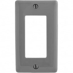 Wall Plates; Wall Plate Type: Outlet Wall Plates; Color: Gray; Wall Plate Configuration: GFCI/Surge Receptacle; Material: Thermoplastic; Shape: Rectangle; Wall Plate Size: Standard; Number of Gangs: 1; Overall Length (Inch): 4.6300; Overall Width (Decimal