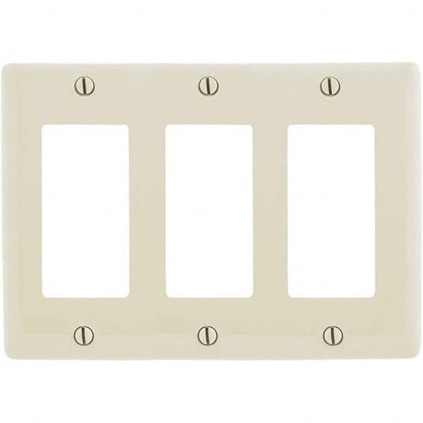 Wall Plates; Wall Plate Type: Outlet Wall Plates; Color: Light Almond; Wall Plate Configuration: GFCI/Surge Receptacle; Material: Thermoplastic; Shape: Rectangle; Wall Plate Size: Standard; Number of Gangs: 3; Overall Length (Inch): 4.6300; Overall Width