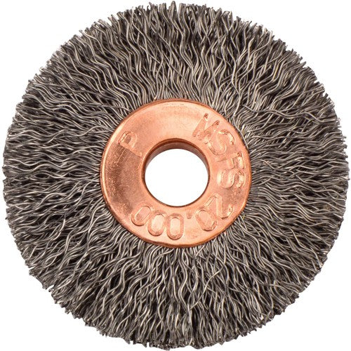 1-3/8″ Small Diameter Crimped Wire Wheel, .0104″ Steel Fill, 1/4″ Arbor Hole - Eagle Tool & Supply