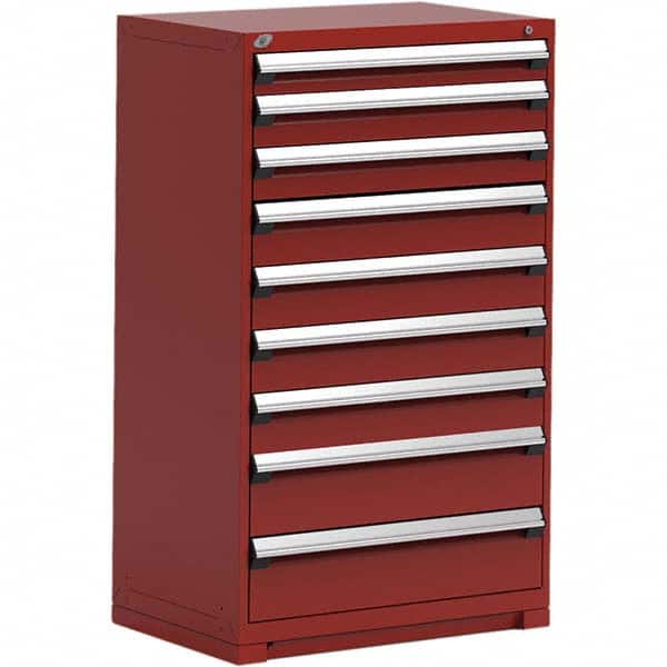 Rousseau Metal - 9 Drawer Flame Red Steel Modular Storage Cabinet - Eagle Tool & Supply