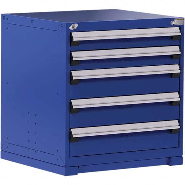 Rousseau Metal - 5 Drawer Avalanche Blue Steel Modular Storage Cabinet - Eagle Tool & Supply