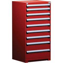 Rousseau Metal - 9 Drawer Flame Red Steel Modular Storage Cabinet - Eagle Tool & Supply
