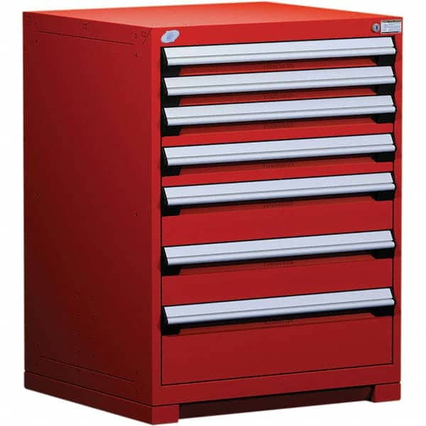 Rousseau Metal - 7 Drawer Flame Red Steel Modular Storage Cabinet - Eagle Tool & Supply