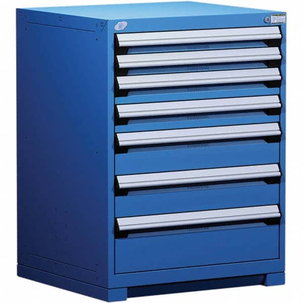 Rousseau Metal - 7 Drawer Avalanche Blue Steel Modular Storage Cabinet - Eagle Tool & Supply