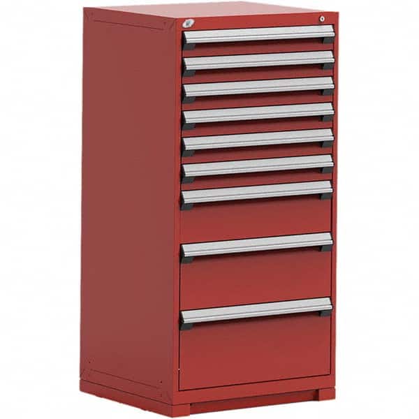Rousseau Metal - 9 Drawer Flame Red Steel Modular Storage Cabinet - Eagle Tool & Supply