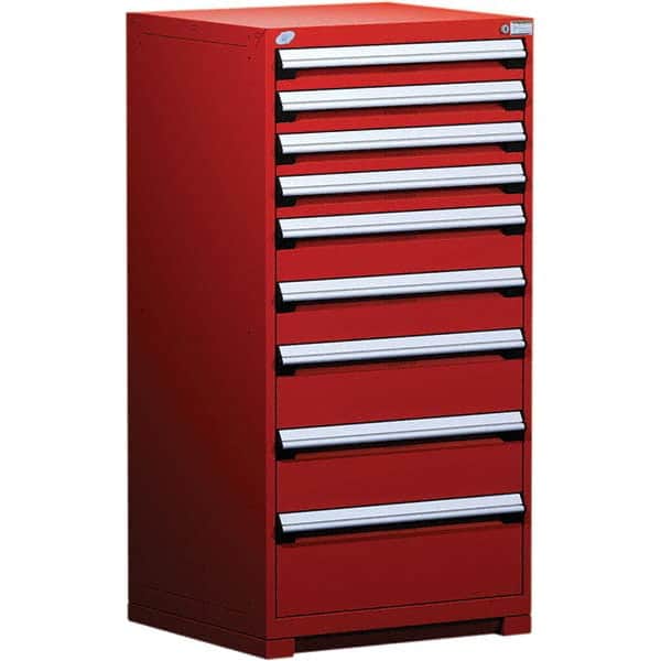 Rousseau Metal - 9 Drawer Flame Red Steel Modular Storage Cabinet - Eagle Tool & Supply