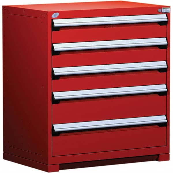 Rousseau Metal - 5 Drawer Flame Red Steel Modular Storage Cabinet - Eagle Tool & Supply