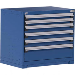 Rousseau Metal - 6 Drawer Avalanche Blue Steel Modular Storage Cabinet - Eagle Tool & Supply