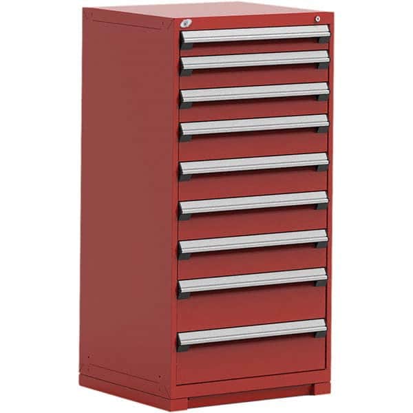 Rousseau Metal - 9 Drawer Flame Red Steel Modular Storage Cabinet - Eagle Tool & Supply