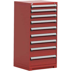 Rousseau Metal - 9 Drawer Flame Red Steel Modular Storage Cabinet - Eagle Tool & Supply