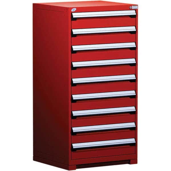 Rousseau Metal - 9 Drawer Flame Red Steel Modular Storage Cabinet - Eagle Tool & Supply