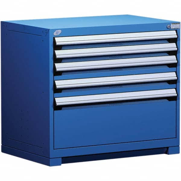 Rousseau Metal - 5 Drawer Avalanche Blue Steel Modular Storage Cabinet - Eagle Tool & Supply