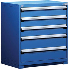 Rousseau Metal - 5 Drawer Avalanche Blue Steel Modular Storage Cabinet - Eagle Tool & Supply