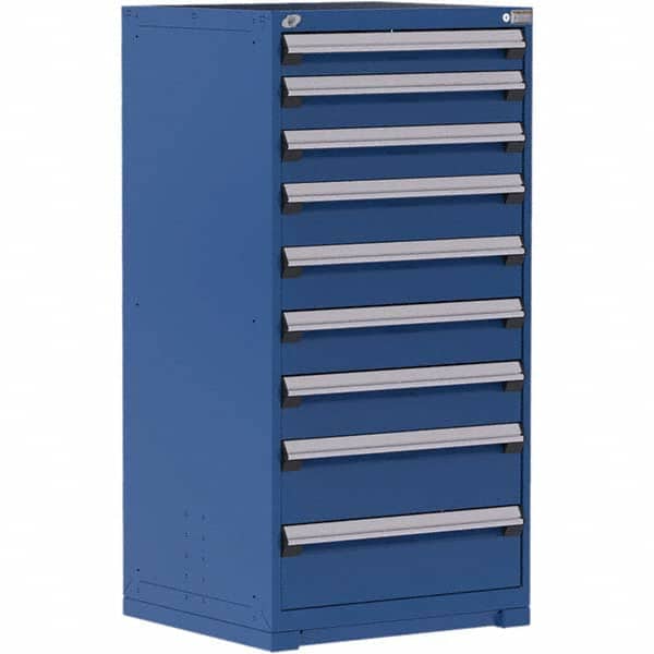 Rousseau Metal - 9 Drawer Avalanche Blue Steel Modular Storage Cabinet - Eagle Tool & Supply