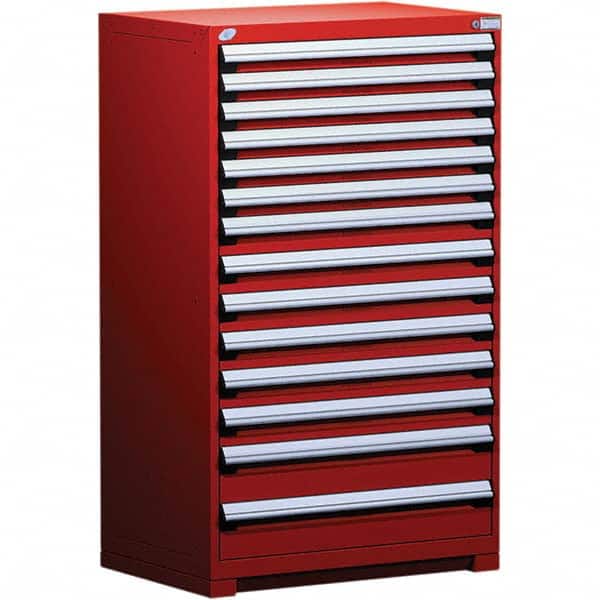 Rousseau Metal - 14 Drawer Flame Red Steel Modular Storage Cabinet - Eagle Tool & Supply