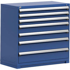Rousseau Metal - 7 Drawer Avalanche Blue Steel Modular Storage Cabinet - Eagle Tool & Supply