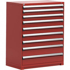 Rousseau Metal - 9 Drawer Flame Red Steel Modular Storage Cabinet - Eagle Tool & Supply