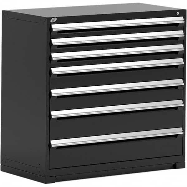 Rousseau Metal - 7 Drawer Black Steel Modular Storage Cabinet - Eagle Tool & Supply