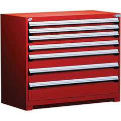 Rousseau Metal - 7 Drawer Flame Red Steel Modular Storage Cabinet - Eagle Tool & Supply