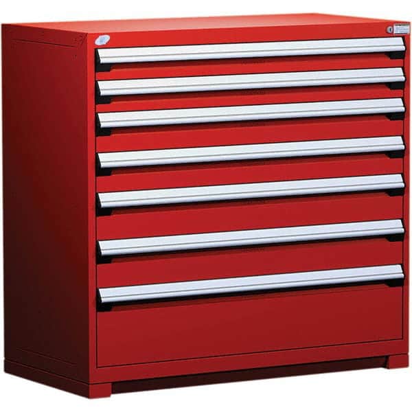Rousseau Metal - 7 Drawer Flame Red Steel Modular Storage Cabinet - Eagle Tool & Supply